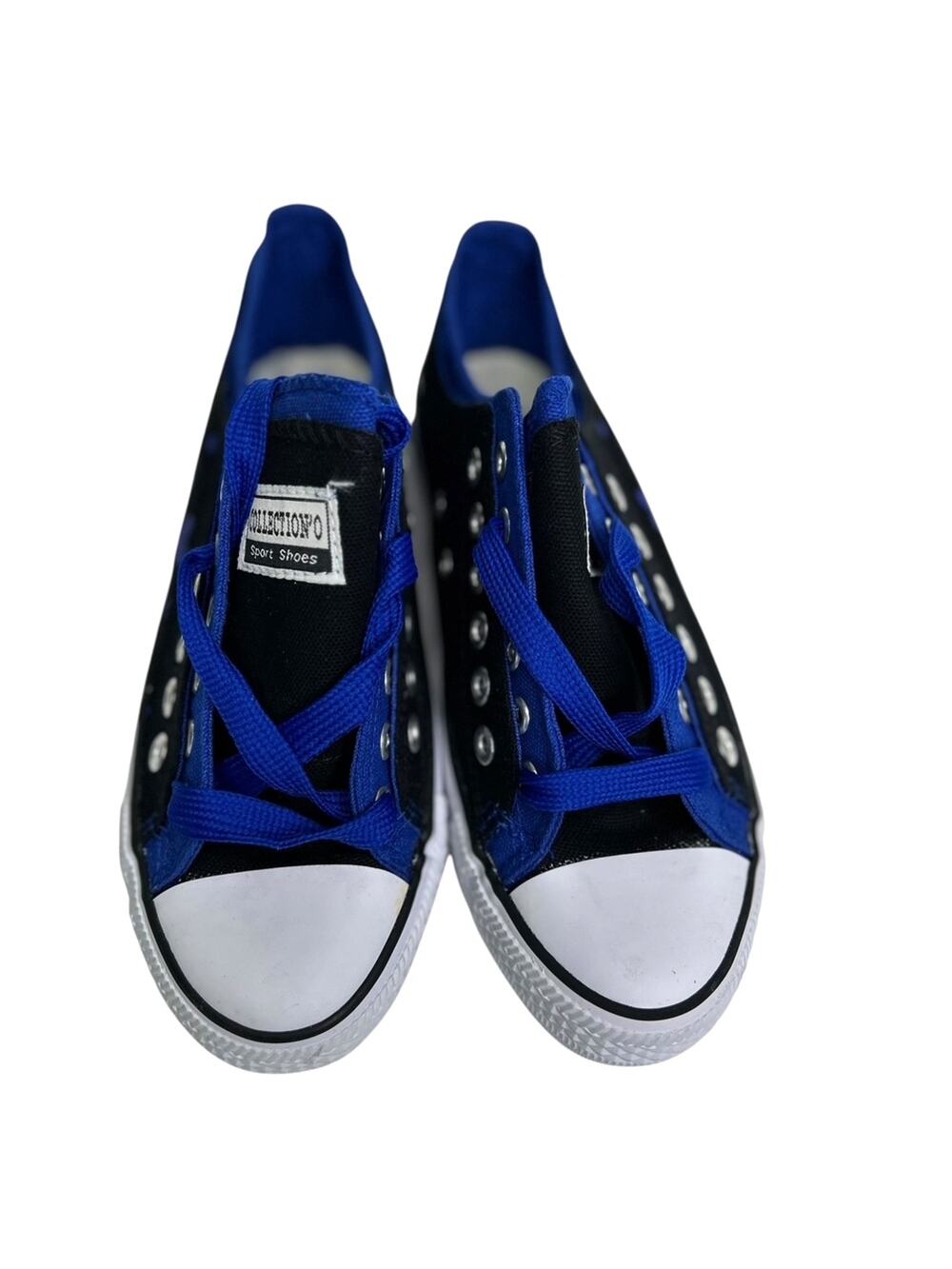 Collection'O Royal Blue Black Love Fashion Sneakers Double Layer Grommets